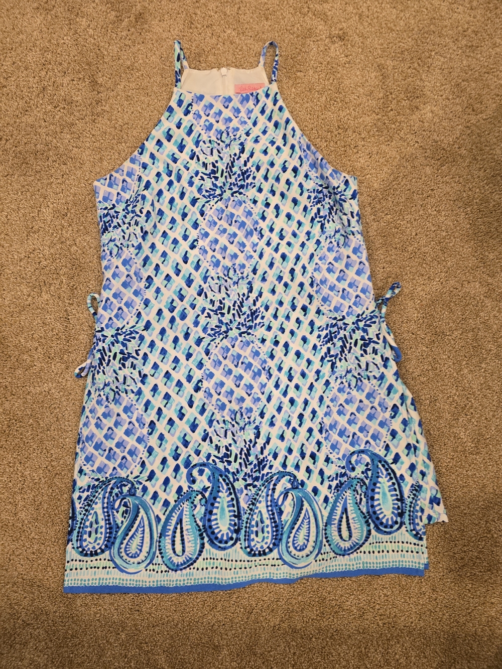 EUC Lilly Pulitzer Pearl Romper in Blue Paisley Pineapple Size 0